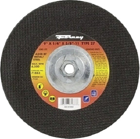 Forney 71883 Grinding Wheel, 9 in Dia, 1/4 in Thick, 5/8 in Arbor, 24 Grit, Coarse, Aluminum Oxide Abrasive