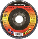 Forney 71927 Flap Disc, 4-1/2 in Dia, 7/8 in Arbor, 60 Grit, Medium, Fiberglass Backing, Zirconia Aluminum Abrasive