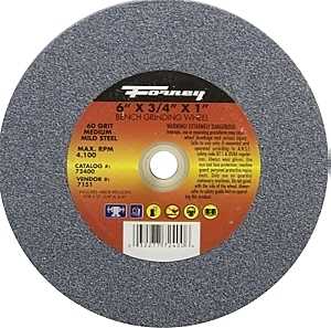 Forney 72400 Bench Grinding Wheel, 6 in Dia, 1 in Arbor, Aluminum Oxide Abrasive, 60 Grit, Medium