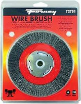Forney 72751 Wire Bench Wheel Brush, 6 in Dia, 1/2 to 5/8 in Arbor/Shank, 0.008 in Dia Bristle
