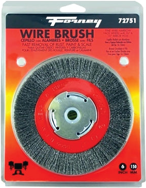 Forney 72751 Wire Wheel Brush, 6 in Dia, 1/2 to 5/8 in Arbor/Shank, Crimped Bristle, 0.008 in Dia Bristle, Steel Bristle