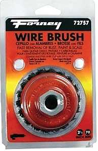 Forney 72757 Wire Cup Brush, 2-3/4 in Dia, 5/8-11 Arbor/Shank, 0.02 in Dia Bristle, Carbon Steel Bristle