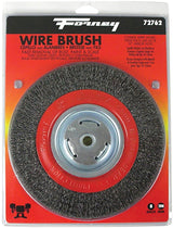Forney 72762 Wire Bench Wheel Brush, 8 in Dia, 1/2 to 5/8 in Arbor/Shank, 0.014 in Dia Bristle