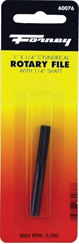 Forney 60076 Cylindrical Rotary File with Flat Top, 1/4 in Dia Cutting, 1 in L Cutting, 1/4 in Dia Shank, Steel