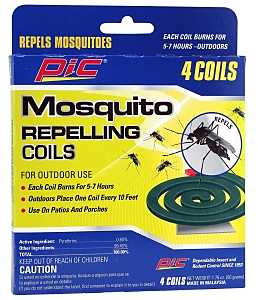 PIC C-4-36 Mosquito Repelling Coil, Includes: (4) Mosquito Coils and (2) Stands