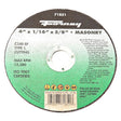 Forney 71851 Cut-Off Wheel, 4 in Dia, 1/16 in Thick, 5/8 in Arbor, 24 Grit, Coarse, Silicone Carbide Abrasive