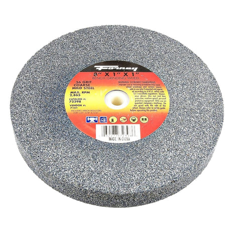 Forney 72398 Bench Grinding Wheel, 8 in Dia, 1 in W, 1 in Arbor, 36 Grit, Coarse, Aluminum Oxide Abrasive