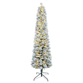 Puleo Asia Limited TFP-75C350-K Toronto Flocked Tree, 7-1/2 ft H, Pine Family, Plug-In, Incandescent, Clear Light