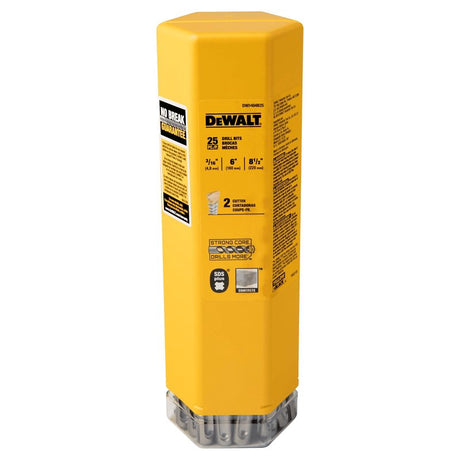 DEWALT DW5404B25 2-Cutter Drill Bit, 3/16 in Dia, 8-1/2 in OAL, Spiral Flute, 4-Flute, 25/64 in Dia Shank, Pack of 25