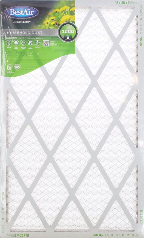 BestAir B1-1830-8-12 Air Filter, 18 in L, 30 in W, 8 MERV, Pack of 12