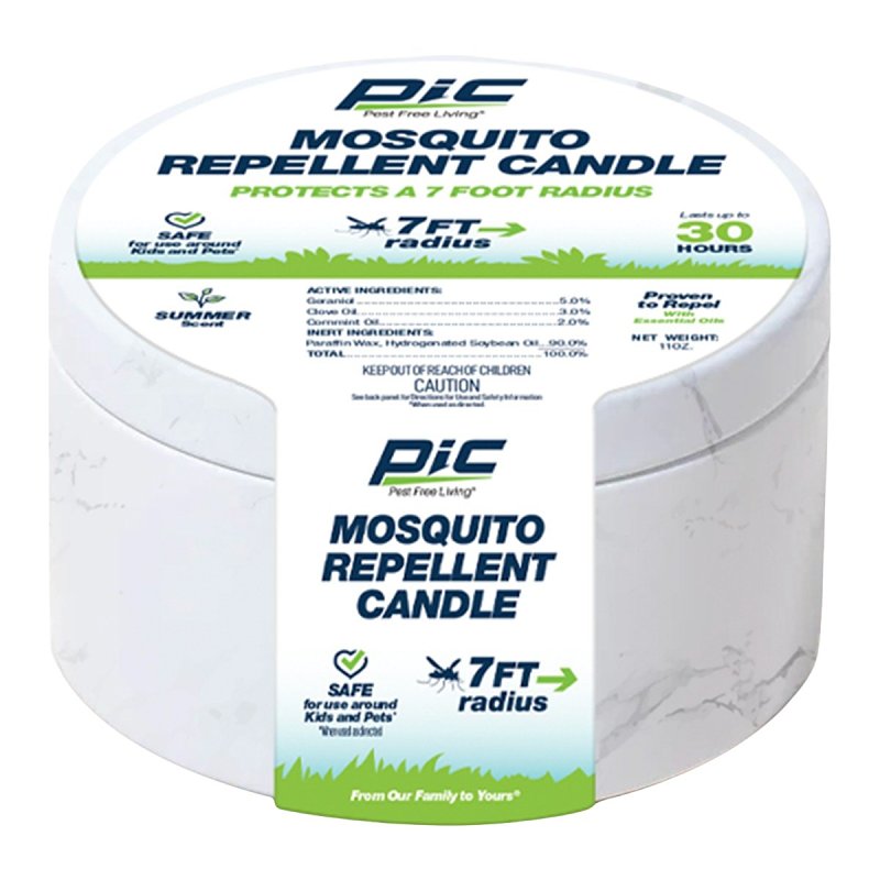 PIC MRC Mosquito Repellent Candle, Gray/White, Summer, 11 oz, Pack of 6