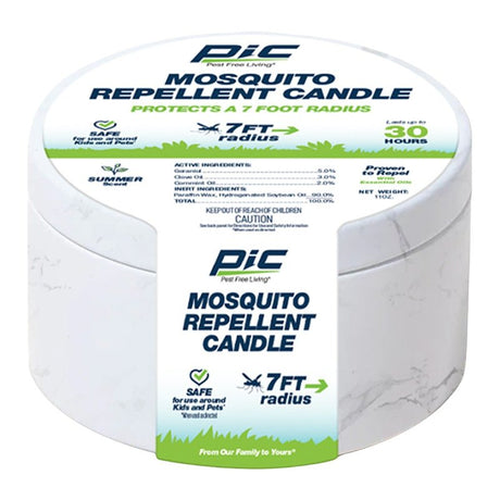 PIC MRC Mosquito Repellent Candle, Gray/White, Summer, 11 oz, Pack of 6