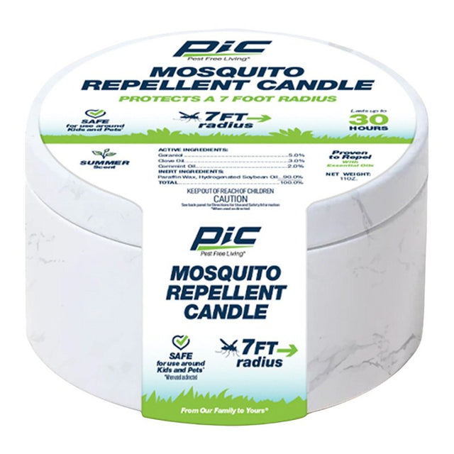 PIC MRC Mosquito Repellent Candle, Gray/White, Summer, 11 oz, Pack of 6