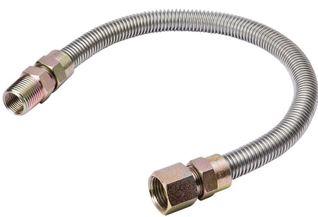 B & K ProLine Series G038SS101124RP Gas Connector, 1/2 in, MIP x FIP, Stainless Steel, Zinc-Plated, 24 in L, 1/2 in OD