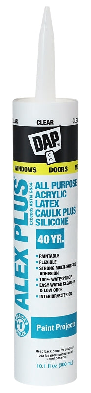 DAP 18156 Caulk, Clear, -20 to 180 deg F, 10.1 fl-oz Cartridge, Pack of 12