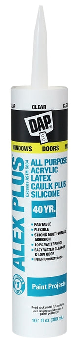 DAP 18156 Caulk, Clear, -20 to 180 deg F, 10.1 fl-oz Cartridge, Pack of 12
