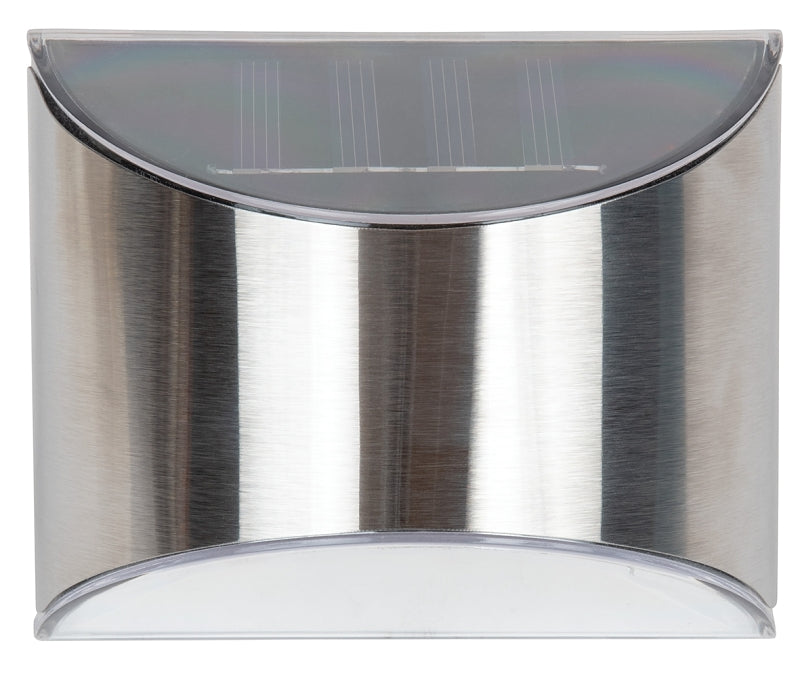 Boston Harbor 26083 Solar Light Wedge Stainless Steel, NI-Mh Battery, AA Battery, 4-Lamp, Stainless Steel