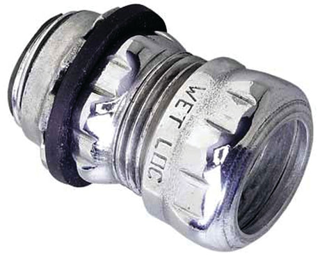 Halex 62520 EMT Raintight Connector, 2 in Compression, Steel, Zinc Electro-Plated, Pack of 2