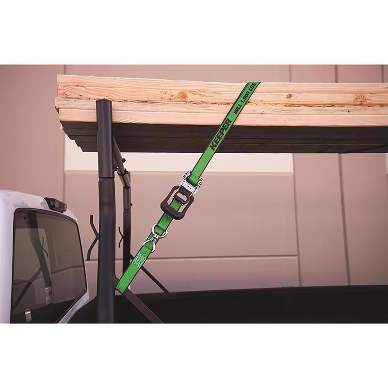 Keeper 1.25 in. W X 16 ft. L Green Tie Down w/Ratchet 1000 lb 2 pk