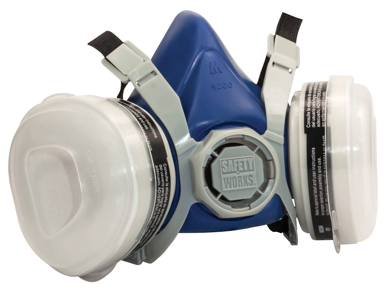 Safety Works SWX00318 Paint and Pesticide Respirator, Medium Mask, P95 Filter Class, 95 % Filter Efficiency, Black/Blue