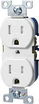 Eaton TRBR15W-BXSP Duplex Receptacle, 2-Pole, 15 A, 125 V, Back, Side Wiring, NEMA: 5-15R, White