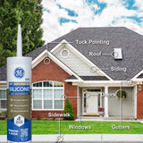 GE Advanced Silicone 2 2811093 Window & Door Sealant, White, 24 hr Curing, 10.1 fl-oz Cartridge, Pack of 12
