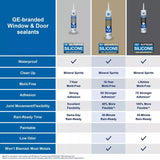 GE Advanced Silicone 2 2811093 Window & Door Sealant, White, 24 hr Curing, 10.1 fl-oz Cartridge, Pack of 12