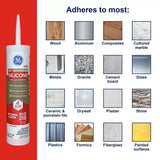 GE Advanced Silicone 2 2812565 Kitchen & Bath Sealant, White, 24 hr Curing, 10.1 fl-oz Cartridge, Pack of 12