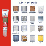 GE Advanced Silicone 2 2812566 Kitchen & Bath Sealant, White, 24 hr Curing, 2.8 fl-oz Squeeze Tube