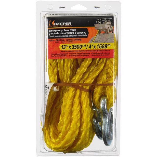 Keeper 5/8 in. W X 13 ft. L Yellow Tow Rope 3500 lb 1 pk