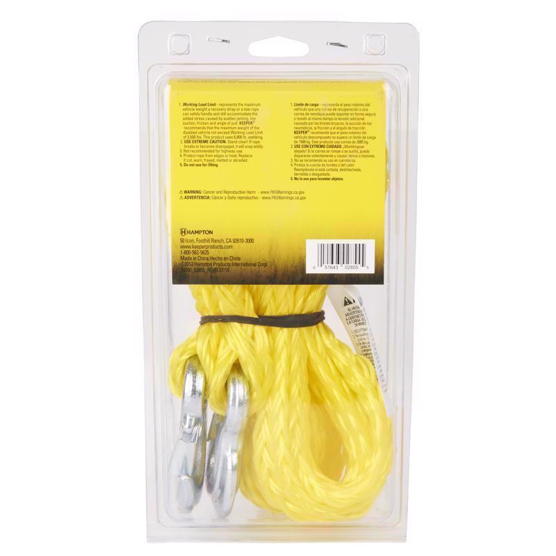 Keeper 5/8 in. W X 13 ft. L Yellow Tow Rope 3500 lb 1 pk