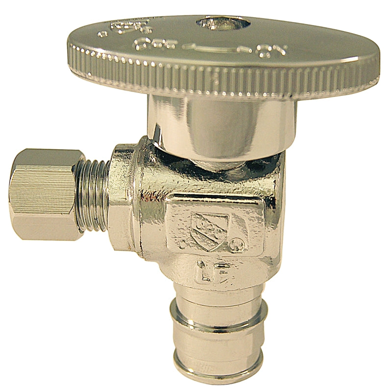 Apollo EPXVA1214C Angle Stop Valve, 1/2 x 1/4 in Connection, PEX x Compression, 200 psi Pressure, Brass Body