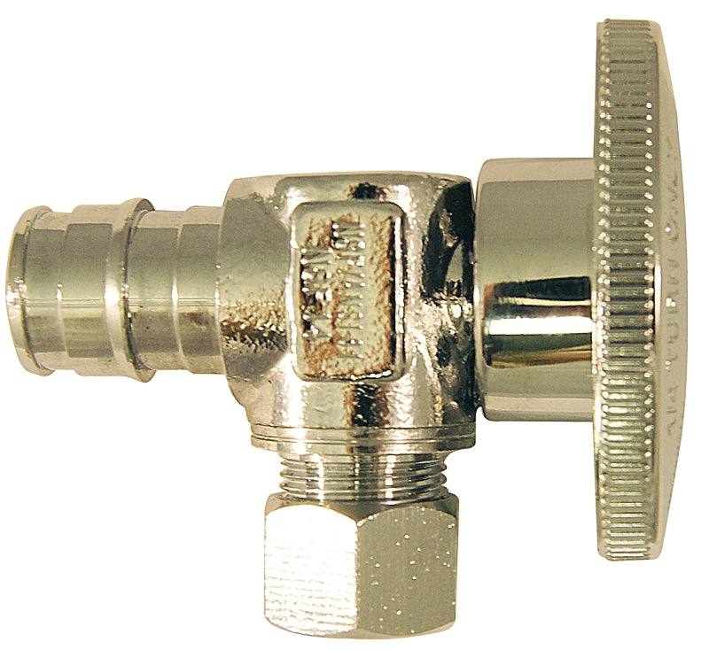 Apollo EPXVA1238C Angle Stop Valve, 1/2 x 3/8 in Connection, PEX x Compression, 200 psi Pressure, Brass Body