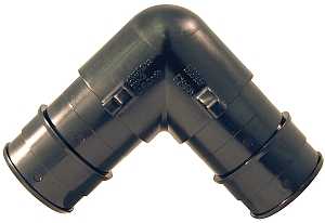 Apollo ExpansionPEX Series EPXPAE15PK Pipe Elbow, 1 in, Barb, PEX-A, 90 deg Angle, Poly Alloy, Black, 200 psi Pressure