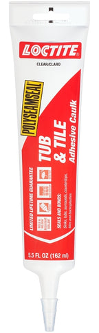 Loctite 2138420 Tub and Tile Adhesive Caulk, White, 1 to 14 days Curing, 20 to 170 deg F, 5.5 oz Tube