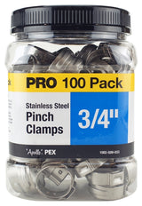 Apollo PXPC34100JR Pinch Clamp, 3/4 in, Stainless Steel, 100/PK