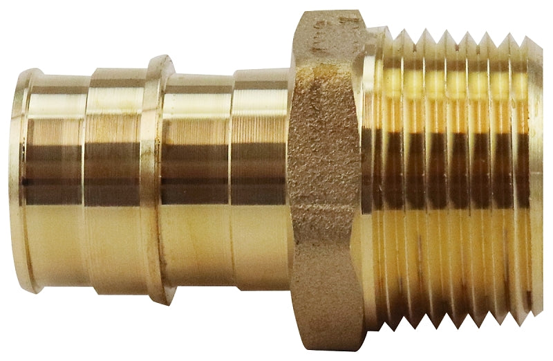 Apollo EPXMA3434 Pipe Adapter, 3/4 in, PEX Barb x MPT, PEX-A, Brass, 200 psi Pressure