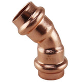 Apollo XPRE1245 Elbow, 1/2 in, Press-Fit, 45 deg Angle, Copper, 300 psi Pressure