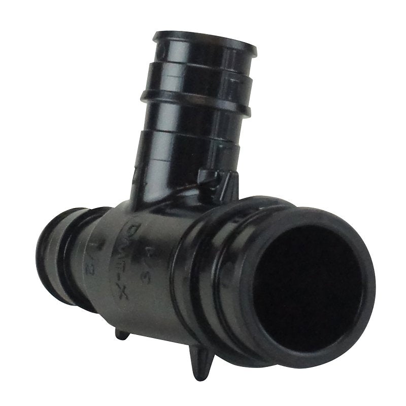 Apollo EPXPAT341212 Pipe Tee, 3/4 x 1/2 x 1/2 in, Barb, PEX-A, Polyphenylsulfone, Black, 200 psi Pressure