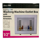 Apollo EPXBOXWMWH Washing Machine Outlet Box with Water Hammer Arrestors, 1/2 x 3/4 in Connection, Brass