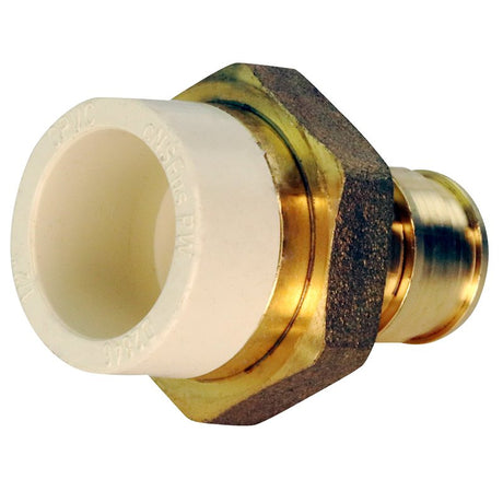 Apollo EPXCPVC12 Straight Adapter, 1/2 in, Slip x PEX, PEX-A, Brass, 180 psi Pressure