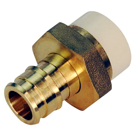 Apollo EPXCPVC12 Straight Adapter, 1/2 in, Slip x PEX, PEX-A, Brass, 180 psi Pressure