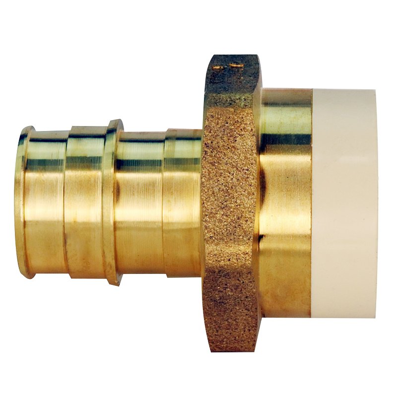 Apollo EPXCPVC34 Straight Adapter, 3/4 in, Slip x PEX, PEX-A, Brass, 180 psi Pressure