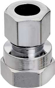 Plumb Pak PP71PCLF Straight Adapter, 3/8 in, FIP x Compression, Brass, Chrome-Plated