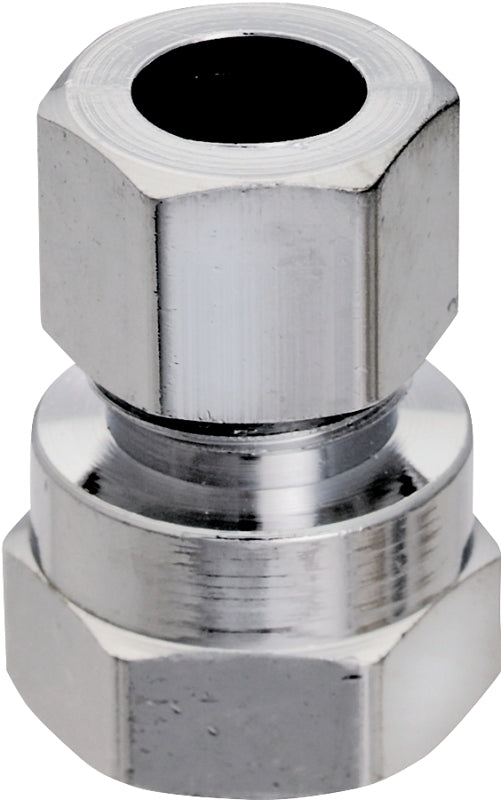 Plumb Pak PP71PCLF Straight Adapter, 3/8 in, FIP x Compression, Brass, Chrome-Plated