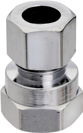 Plumb Pak PP71PCLF Straight Adapter, 3/8 in, FIP x Compression, Brass, Chrome-Plated