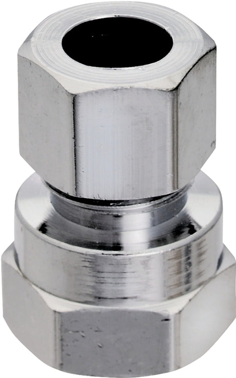 Plumb Pak PP71PCLF Straight Adapter, 3/8 in, FIP x Compression, Brass, Chrome-Plated