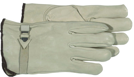 Boss B81202-XL Gloves, XL, Keystone Thumb, Slip-On Cuff, Cowhide Leather, Natural