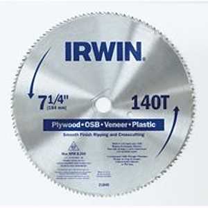 Irwin 21840ZR Circular Saw Blade, 7-1/4 in Dia, 5/8 in Arbor, 140-Teeth, HCS Cutting Edge, Pack of 10