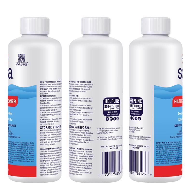 HTH Spa Liquid Filter Cleaner 16 oz, Pack of 6